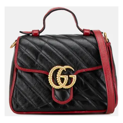 Gucci Black Mini GG Marmont Torchon Top Handle Bag