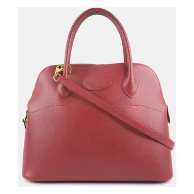 Hermes Red Leather Bolide Tote Bag