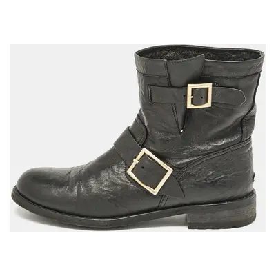 Jimmy Choo Black Leather Biker Boots Size