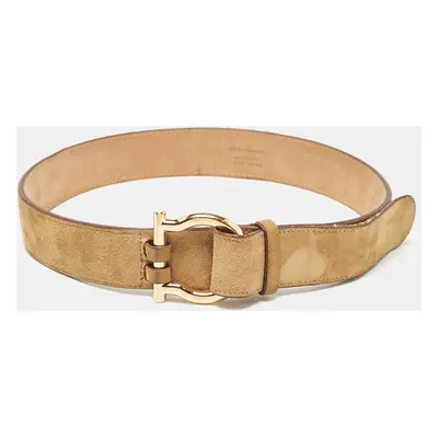 Salvatore Ferragamo Beige Suede Gancio Buckle Belt