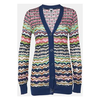 M Missoni Multicolor Patterned Knit Button Front Cardigan