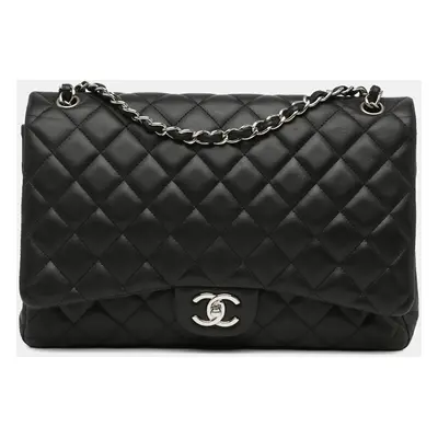 Chanel Black Maxi Classic Lambskin Double Flap Bag