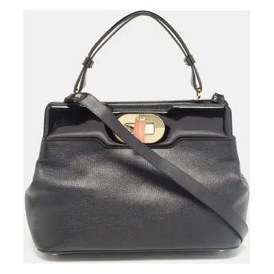 Bvlgari Black Patent and Leather Isabella Rossellini Tote