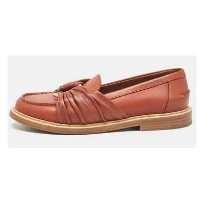 Chloe Brown Leather C Slip On Loafers Size