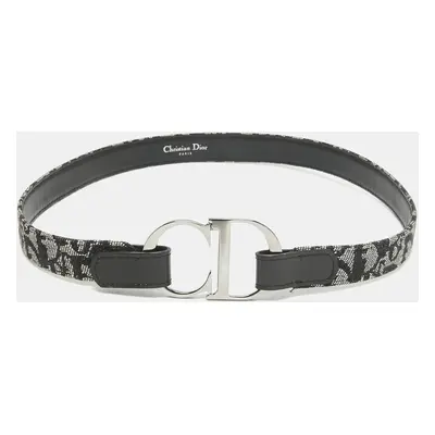 Dior Black Oblique Canvas and Leather CD Logo Buckle Belt