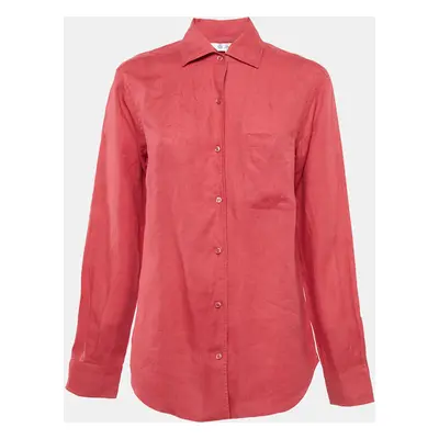 Loro Piana Red Linen Button Front Shirt