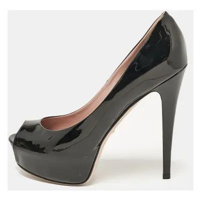 Gucci Black Patent Leather Peep Toe Pumps Size