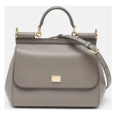 Dolce & Gabbana Grey Leather Miss Sicily Top Handle Bag