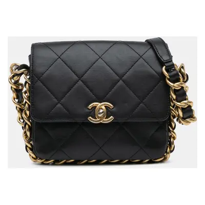 Chanel Black Small Quilted Calfskin Framing Chain Flap