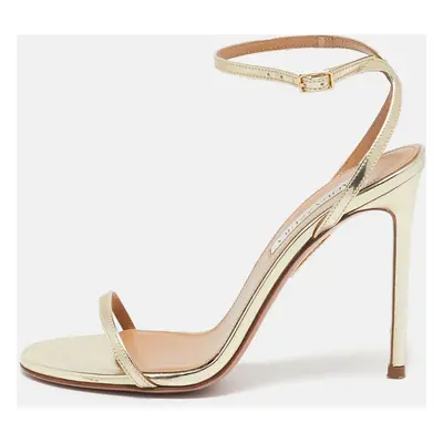 Aquazzura Gold Leather Olie Sandals Size