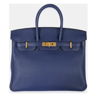 Hermes Bleu Saphir Gris Mouette Taurillon Novillo Verso Birkin GHW