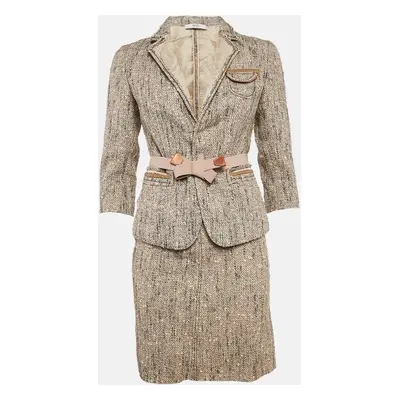 Prada Beige Tweed Skirt Suit