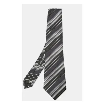 Dolce & Gabbana Black Diagonal Striped Silk Tie