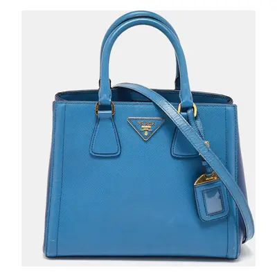 Prada Two Tone Blue Saffiano Leather Open Tote