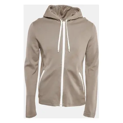 Hermes Grey Cotton Knit Hooded Zip-Up Jacket