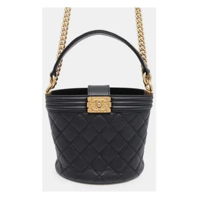 Chanel Black Leather Boy Bucket Bag