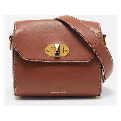 Alexander McQueen Brown Leather and Suede Flap Crossbody Bag