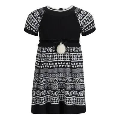 Monnalisa Monochrome Knit Pom-Pom Detail Short Sleeve Dress Yrs