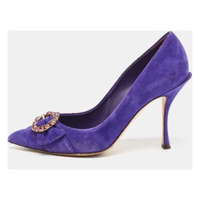 Dolce & Gabbana Purple Suede Buckle Pointed Toe Pumps Size