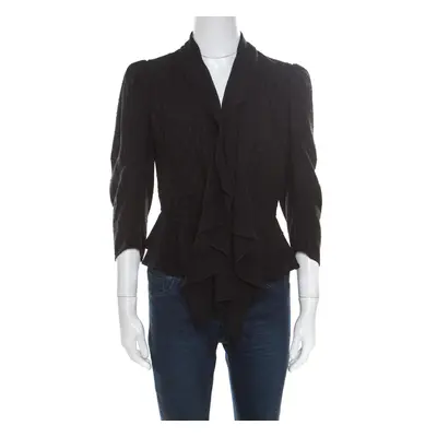 Alexander McQueen Black Faux Layered Drape Detail Cropped Blazer