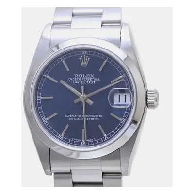 Rolex Blue Stainless Steel Datejust Automatic Men's Wristwatch mm