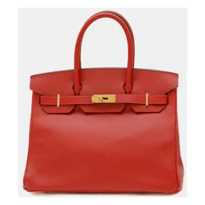 Hermes Rouge Kazak Epson Birkin Handbag