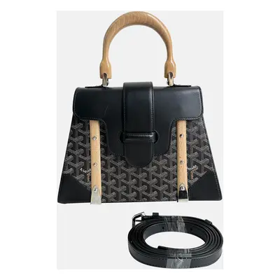 Goyard Black Coated Canvas And Leather Saigon MM Top Handle Bag