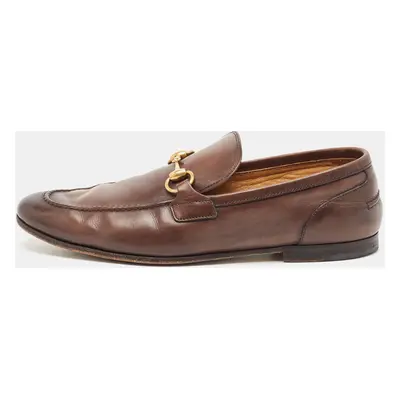 Gucci Brown Leather Jordaan Loafers Size