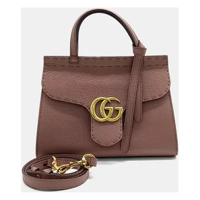 Gucci Brown Leather GG Marmont mini tote bag