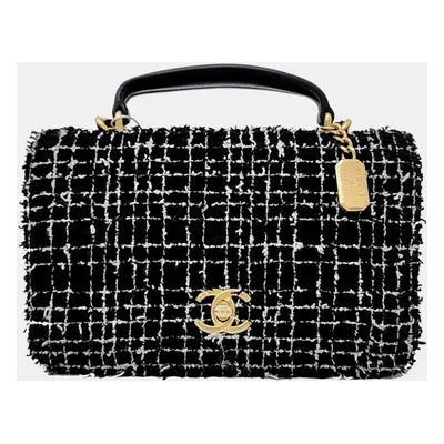 Chanel Black White Tweed top handle and shoulder bag