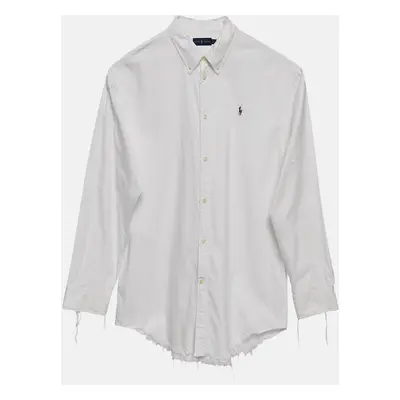 Ralph Lauren White Cotton Distressed and Raw Edge Detail Shirt