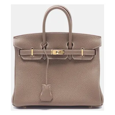 Hermes Beige Togo Leather Birkin Tote Bag