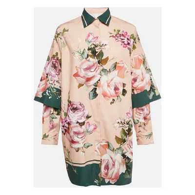 Dolce & Gabbana Pink Floral Print Button Front Shirt Dress