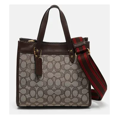 Coach Dark Brown Signature Canvas and Leather Field Tote