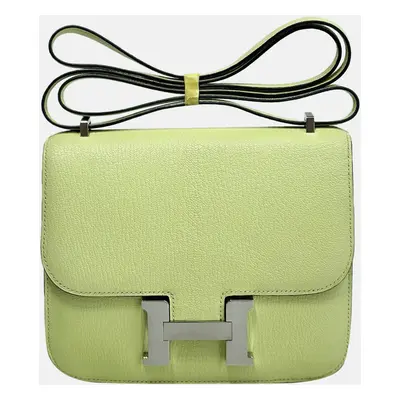 Hermes Green Lambskin Leather Constance Bag