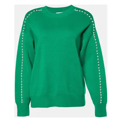 Sandro Green Embellished Knit Sweater