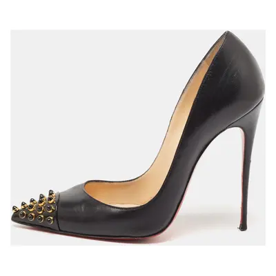 Christian Louboutin Black Leather Studded Cabo Pumps Size