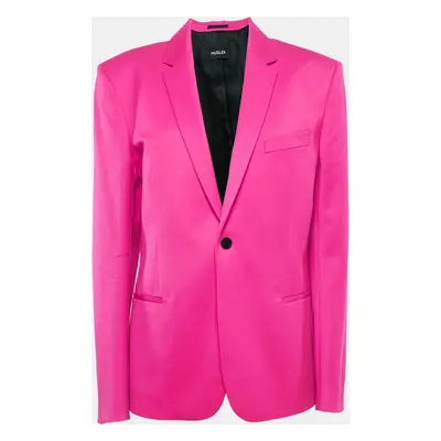 Mugler Fuchsia Pink Wool Single Breasted Blazer