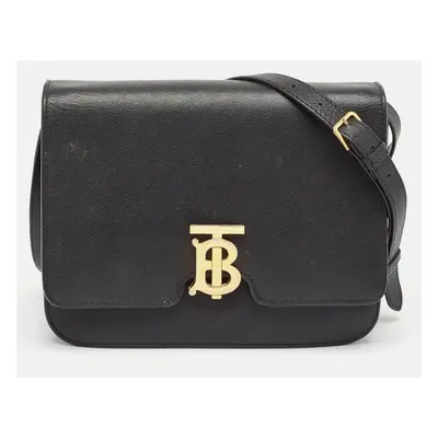 Burberry Black Leather TB Shoulder Bag