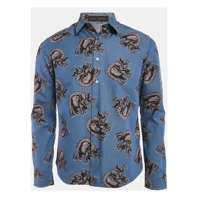 Louis Vuitton Blue Elephant Print Cotton Shirt