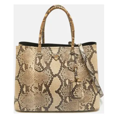 Prada Beige Python Double Handle Tote