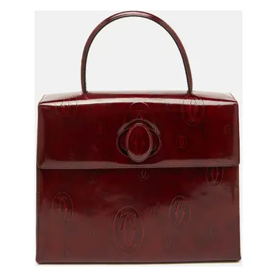 Cartier Red Patent Leather Happy Birthday Top Handle Bag