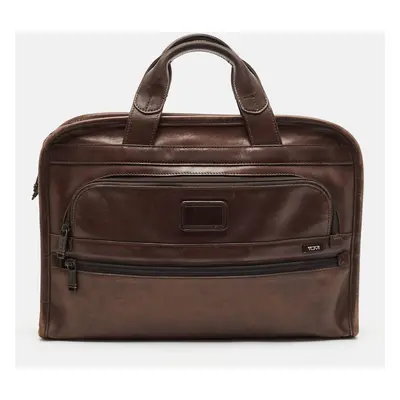 TUMI Brown Leather Alpha Slim Briefcase