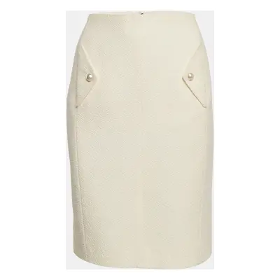 Chanel Off-White Tweed Pencil Skirt