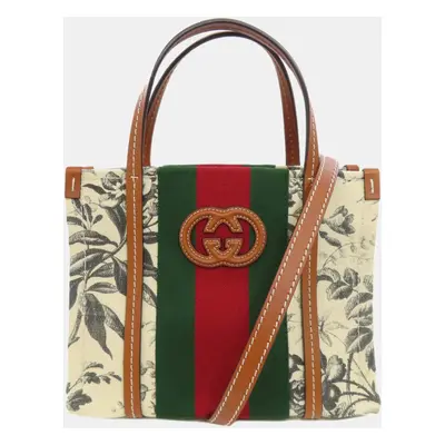 Gucci Brown, White Canvas Interlocking G Tote Bag