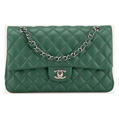 Chanel Green Medium Classic Lambskin Double Flap