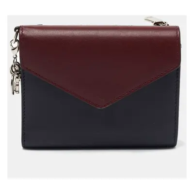 Dior Burgundy/Dark Blue Leather Diorissimo Envelope Wallet