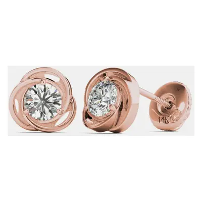 14K Rose Gold Solitaire Natural Diamond Stud Earrings (1/2 Ctw)