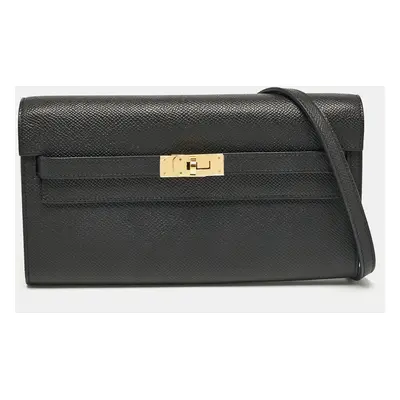 Hermès Noir Epsom Leather Kelly To Go Wallet