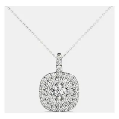 14K White Gold Natural Diamond Double Halo Pendant (1.00 Ctw)